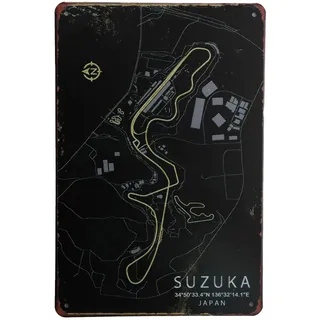 Circuit Suzuka Japan blechschild - metallschild - metall poster - retro schilder - blech - wanddekoration - vintage schild - metal sign - dekoschild - mancave - männerhöhle