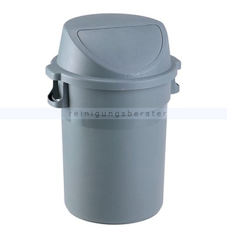 Push-Deckeleimer Orgavente MAXIPUSH aus Kunststoff grau 80 L runder Abfallbehälter mit Push Schwingdeckel und Griffen