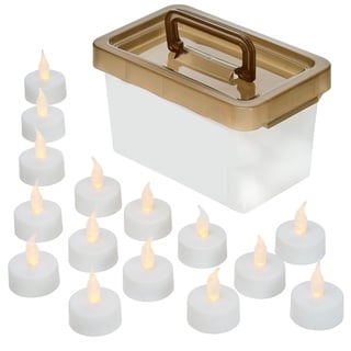 AMARE LED Teelicht Kerzen Set 24 Stück, warmweiß mit Timer, weiß 3,5 x 4,5 cm