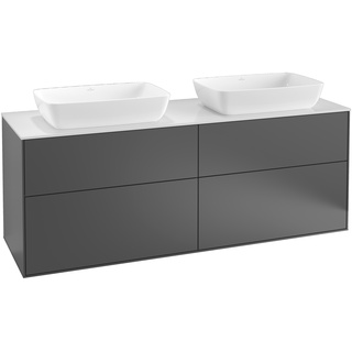 Villeroy & Boch Waschtischunterschrank „Finion“ für Schrankwaschtisch 160 × 60,3 × 50,1 cm 4 Schubladen, für 2 Waschbecken, inkl. Beleuchtung in links und rechts