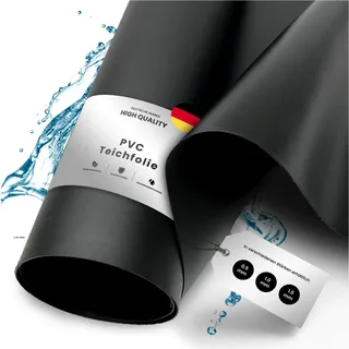TeichVision - Premium PVC Teichfolie schwarz - Stärke 1,5 mm - 8 m x 6 m/PVC Folie schwarz auch geeignet als Hochbeet Folie wasserdicht
