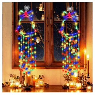 VIVIHEYDAY Beleuchtetes Fensterbild Glocken Weihnachtsdeko Mit Timer, 100 Warmweiß LED Fenster Beleuchtung, Lichterketten 8 Modi Batteriebetrieben Deko für Weihnachten, Party bunt