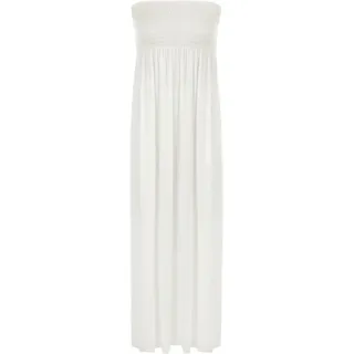 WearAll Maxikleid für Damen, Bedruckt, Bandeau, trägerlos, gerafft, Übergröße, Gr. 44-50, Creme, 42/44 - 42-44