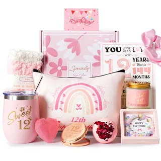 Geschenk zum 12. Geburtstag für Mädchen, Happy 12th Verwöhn-Geschenkkorb-Ideen für Tochter, niedlich, einzigartig, süß, zum 12. Geburtstag, Geschenke für sie, beste Freundin, Nichte, Enkelin
