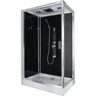 sanotechnik handelsgesellschaft m.b.h. Sanotechnik Komplettduschkabine TREND 3 Glaspaneel schwarz 80cm x 120cm x 215cm - Schwarz