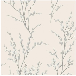 LAURA ASHLEY Vliestapete Pussy Willow, FSC® zertifiziert, mit lebhaftem Druck, 10 Meter Länge weiß