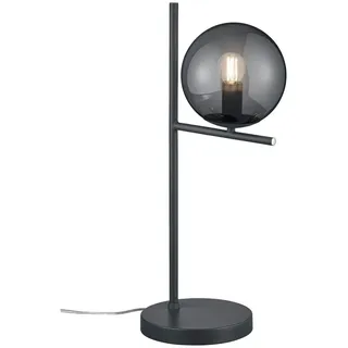TRIO Leuchten LED Nachttischlampe, Dimmfunktion, LED wechselbar, Warmweiß, groß-e dimmbar-e mit Rauchglas Glas-kugel Lampenschirm, Höhe 52cm grau