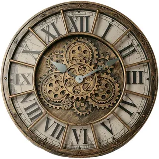 Vintage-wanduhr Im Industriestil Mit Zahnraddesign – Durchmesser 45 Cm – Metall Und Holz – Rustikaler Landhausstil Für Die Inneneinrichtung