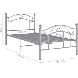 vidaXL Bett 100 x 200 cm Grau