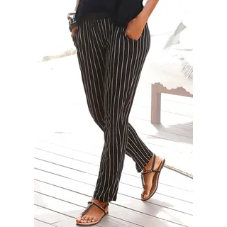 Strandhose BUFFALO Gr. 38, N-Gr, schwarz-weiß (schwarz, weiß, gestreift) Damen Hosen Strandhosen mit Streifendruck, bequeme Schlupfhose, Jerseyhose