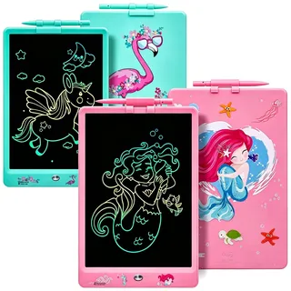 DYNASONIC (Pack 2 DYNA-PM) Farb-LCD-Schreibtablett, 10 Zoll für Kinder, Magnettafel zum Zeichnen, Lernspielzeug, Geschenk für Kinder, Whiteboard
