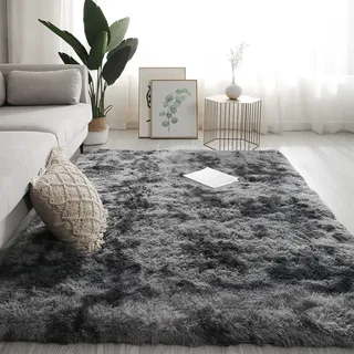 Swsen Teppich Wohnzimmer Waschbar - Shaggy Teppiche Flauschig Anti-Rutsch Unterseite - Moderner Carpet Ultra Weich Hochflor Langflor Teppiche, Grösse: 200 x 300 cm, Farbe: Dunkelgrau