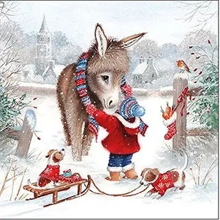 Servietten Weihnachten 20 Stück 3-lagig bunt Motivservietten Tischdeko 33x33cm Papiertischdeko für Winter und Weihnachten