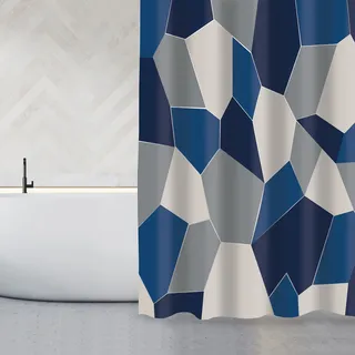 MSV Duschvorhang Origami 180 x 200 cm blau weiß