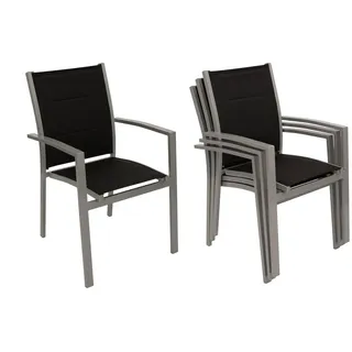 DEGAMO RIVERA Gartenstuhl Stapelsessel 4 Stück 55 x 70 x 106 cm silbergrau/schwarz