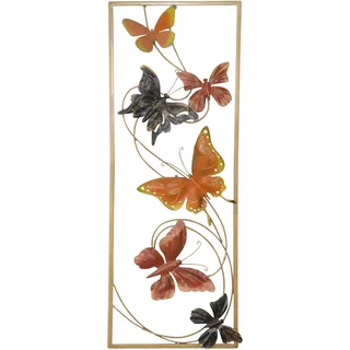 Wanddekoobjekt "Wanddekoration", orange (terra), B:28,5cm H:74,5cm T:4cm, Metall, HOFMANN LIVING AND MORE, Wanddekoobjekte, bunte Schmetterlinge, gerahmt