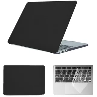 HLAAJJX Hülle Cover Kompatibel mit MacBook Air 11 Zoll (2010-2015) A1370 A1465, Ultradünne Laptop Schutzhülle Tasche Case & Tastaturschutz für MacBook Air 11.6 Zoll,Leder Schwarz