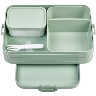 Mepal Brotdose Large - Brotdose mit Bento Box - Für 4 Sandwiches oder 8 Brotscheiben - Lunchbox für kleine Snacks & Reste - Brotdose Erwachsene - Essenbox mit Fächern - Nordic sage