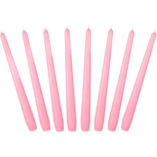 BRUBAKER 24 cm Spitzkerzen für Kerzenständer und Kerzenhalter - 8 Stück - lange, tropffreie Deko Kerzen mit langer Brenndauer - Leuchterkerzen Set Rosa