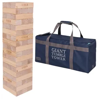 Uber Games Riesenwackelturm bis 160+ cm XXL Jumbo Hi-Tower in Tasche - 1,6m (max im Spiel. Massiver Kiefer Holz Tower Spiel - Extra Luxusblöcke und Tasche (bis 160+ cm)