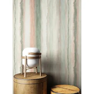 Newroom Vliestapete Bernice Green Rose Tapete Mustertapete Streifen,Verlauf,Struktur, Grün Tapete Modern Streifen - Streifentapete Textil Rosa Grau Grafisch Streifen Verlauf Struktur für Wohnzimmer Schlafzimmer Küche, Streifentapete rosa