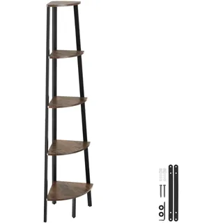 Tectake Eckregal 34 x 34 x 158,5 cm Dunkelbraun
