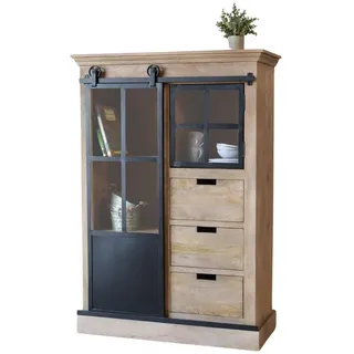 baario Highboard Highboard STUPORE Massivholz, Industrial Style Vitrine Mangoholz & Eisen braun