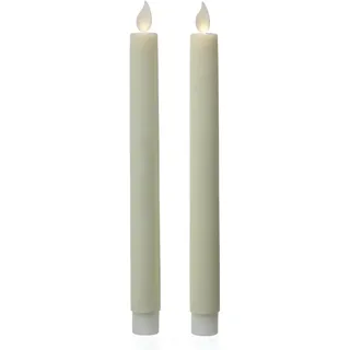 MARELIDA LED Stabkerzen Tafelkerzen bewegliche Flamme H: 24cm 2er Set creme