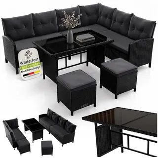 Juskys Manacor Lounge-Set schwarz/grau