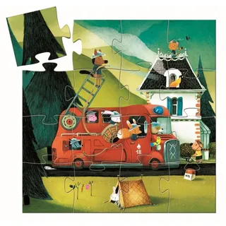 Djeco Silhouette puzzles - 16pcs The fire truck - 16pcs