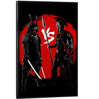 artboxONE Poster mit schwarzem Rahmen 30x20 cm Tiere Samurai vs Spartan - Bild Gladiator Gladiator Japan