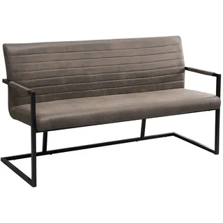 Bank LOFT - 160cm - taupe - Microfaser Metall-Gestell Armlehnen Industrial | hohe Belastbarkeit, hoher Komfort, pflegeleicht, Bauhausstil, Freischwinger, vielseitig einsetzbar