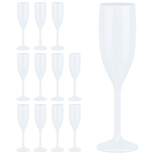relaxdays Sektglas Sektgläser Kunststoff 12er Set, Kunststoff, Weiß weiß