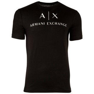 AX ARMANI EXCHANGE Herren T-Shirt - Schriftzug, Rundhals, Cotton Stretch Schwarz M