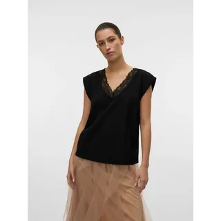 Vero Moda Spitzentop VMSAFA SL V-NECK LACE TOP WVN GA NOOS schwarz S (36)