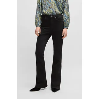 Schlagjeans BOSS ORANGE "Rosa High Rise Bootcut Premium Damenmode", Damen, Gr. 33, N-Gr, schwarz (schwarz 006), Denim/Jeans, Obermaterial: 67% Baumwolle, 15% Modal, 15% Polyester, 3% Elasthan, unifarben, casual, bootcut fit, Jeans, mit BOSS Logostickerei auf der Tasche