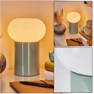 hofstein Tischleuchte moderne Nachttischlampe aus Metall/Glas in Türkis/Weiß, ohne Leuchtmittel, runde Tischlampe, Ø 15cm, Höhe 22cm, mit An-/Ausschalter, 1 x E27 blau