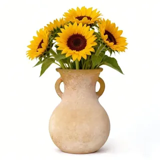 Solidchoice – Elegante Amphore-Vase in Beige-Braun mit Tragegriff - Beige