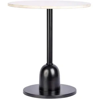 Beistelltisch KAYOOM "Beistelltisch Gordon 125" Tische Gr. B/H/T: 46 cm x 48 cm x 46 cm, weiß (weiß, schwarz, weiß) Beistelltische Industrial Style, Tischplatte aus Marmor, runde Form