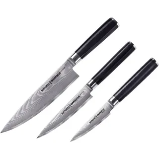 Samura Damascus 3-Messer-Set - VG10, G10-Griffe, Premium-Geschenkbox - Schwarz/Silber