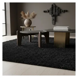 KADIMA DESIGN SPREE Shaggyteppich 160 x 160 cm Schwarz