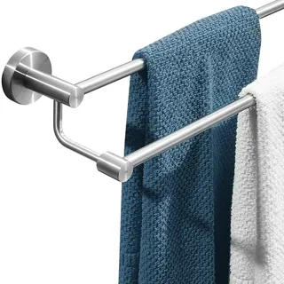 Handtuchstange, Doppelhandtuchhalter aus Edelstahl, 30 cm, 40 cm, 50 cm, 60 cm, Wandmontage, gebürstetes Bad für Bad und Küche, Silber (Größe: 50 cm) Present