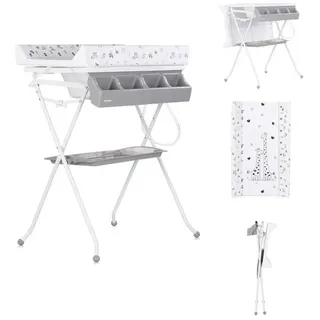 Chipolino Babywanne Wickeltisch 2 in 1 Aqua Zubehörfach klappbar Ständer Stopfen grau