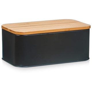 Zeller  Brotkasten mit Bamboo Deckel 31 cm matt schwarz