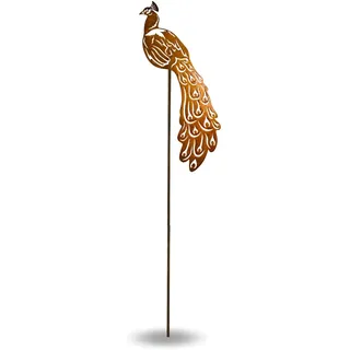 Terma Rost Pfau XXL 120 cm Höhe Vogel Gartenstecker rost Gartenfigur groß Metallfigur Garten Blumenstecker dekostecker rostgartendeko rostdeko Gartendeko Metall deko metallstecker edelrost