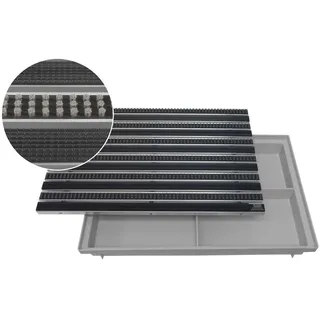EMCO 60x40cm Eingangsmatte Diplomat Gummi + Bürsten 22mm + ACO Bodenwanne Vario Light Fußmatte Türmatte Abstreifer