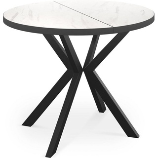 WFL GROUP Esstisch Vincento (1 Tisch), Runder Ausziehbar Tisch mit Tischrand schwarzes Dekor 120 cm