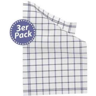 Kracht 3er Pack Halbleinen Geschirrtücher Scandic Karo blau 50x70 cm - blau