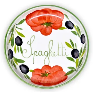 Lashuma Pastateller Tomate Olive, (1 St), Italienischer Nudelteller tief weiß Ø 22 cm x 3 cm