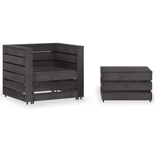 vidaXL Garten-Paletten-Lounge-Set 2-tlg. grau